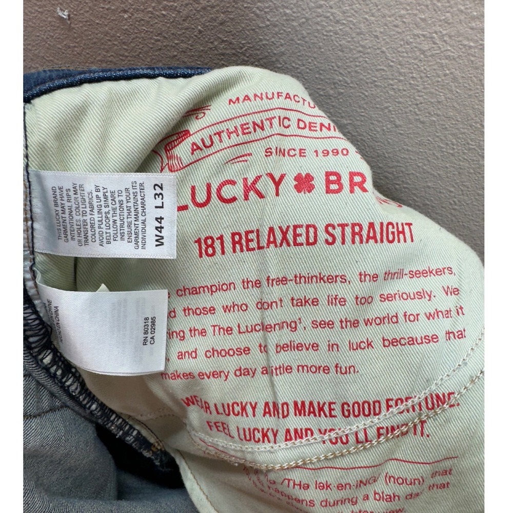 Lucky Brand 181 Relaxed Straight Blue Denim Jeans Mens 44x32 Medium Wash - Picture 7 of 10